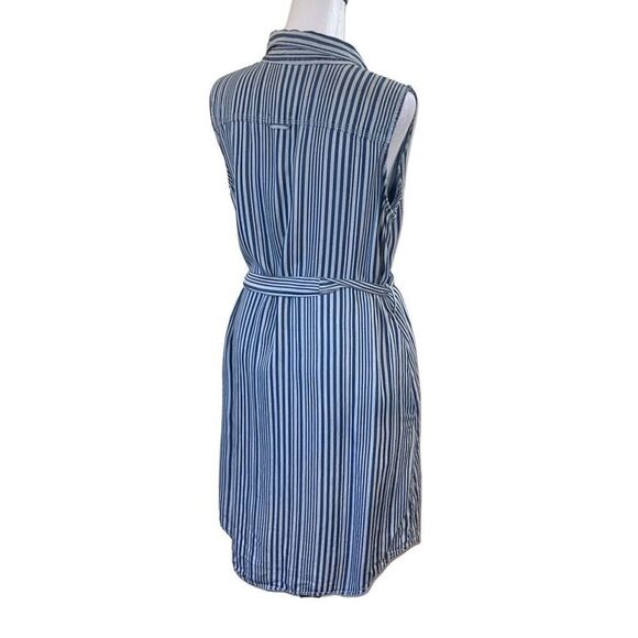 Velvet Heart Women's Front Tie Waist Dress Collared Striped Mini Blue Medium - Picture 4 of 10